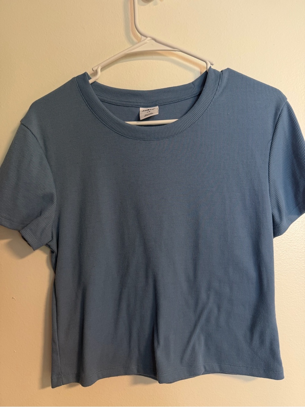 Girls' Ribbed Short Sleeve Tee in Light Blue